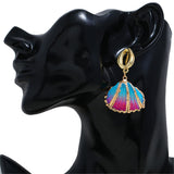 Blue Enamel & 18K Gold-Plated Mixed Shell Drop Earrings