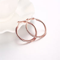 Cubic Zirconia & 18k Rose Gold-Plated Hoop Earrings - streetregion