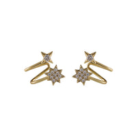 Cubic Zirconia & 18k Gold-Plated Pavé Star Spiral Ear Climbers
