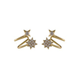 Cubic Zirconia & 18k Gold-Plated Pavé Star Spiral Ear Climbers