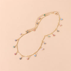 Multicolor Enamel & 18K Gold-Plated Evil Eye Station Choker Necklace
