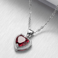 Rose Crystal & Silver-Plated Heart Halo Pendant Necklace