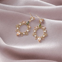 Crystal & Cubic Zirconia Goldtone Heart Flower Drop Earrings