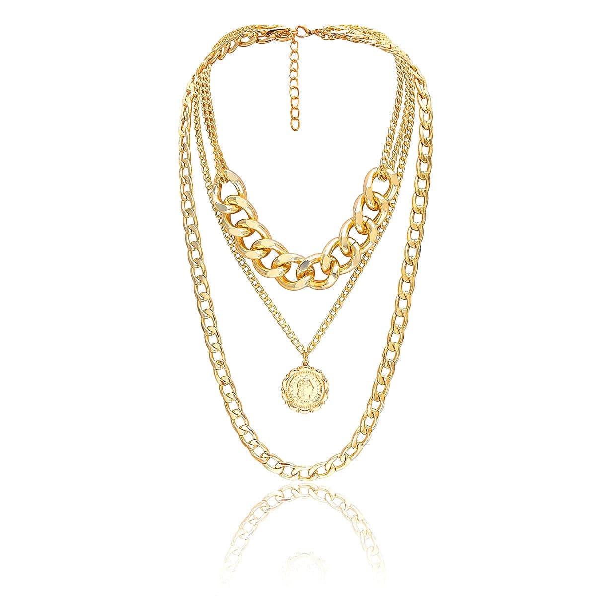 18K Gold-Plated Curb Chain Layered Necklace