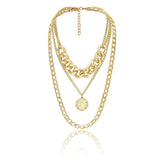Goldtone Curb Chain Layered Necklace