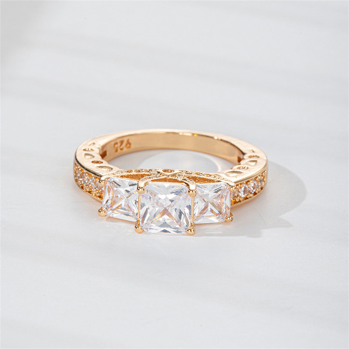 Crystal & Cubic Zirconia Princess-Cut Band Ring