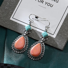 Turquoise & Silver-Plated Drop Earrings