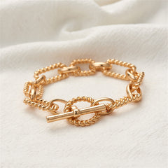 18K Gold-Plated Twine Oval Toggle Bracelet