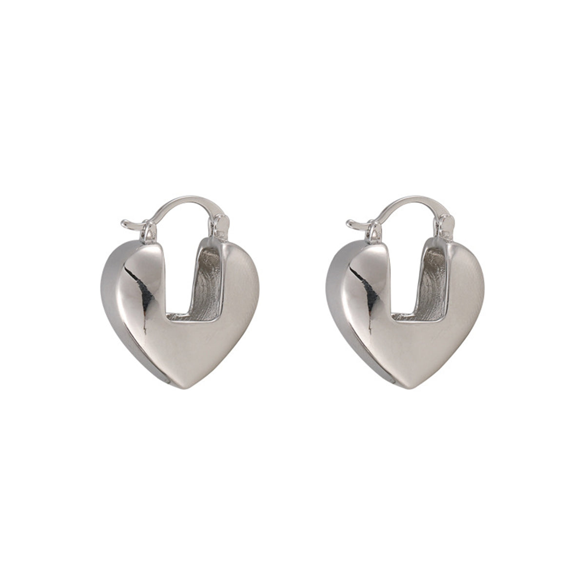 Silver-Plated Heart Lock Huggie Earring