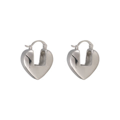 Silver-Plated Heart Lock Huggie Earring