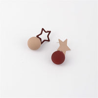 Blush & Red Oil Drip Star & Round Asymmetrical Stud Earrings