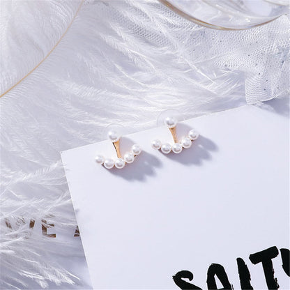 Pearl and 18K Gold-Plated Anchor Ear Jackets, gold stud earrings for women, elegant gift for her, lifestyle look