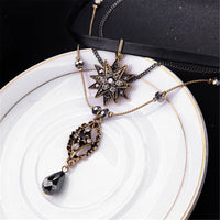 Crystal & Cubic Zirconia Sun Layered Pendant Necklace