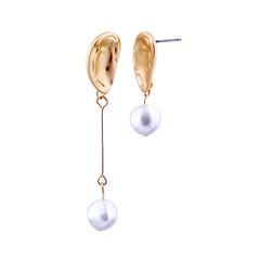 Pearl & 18K Gold-Plated Asymmetrical Drop Earrings