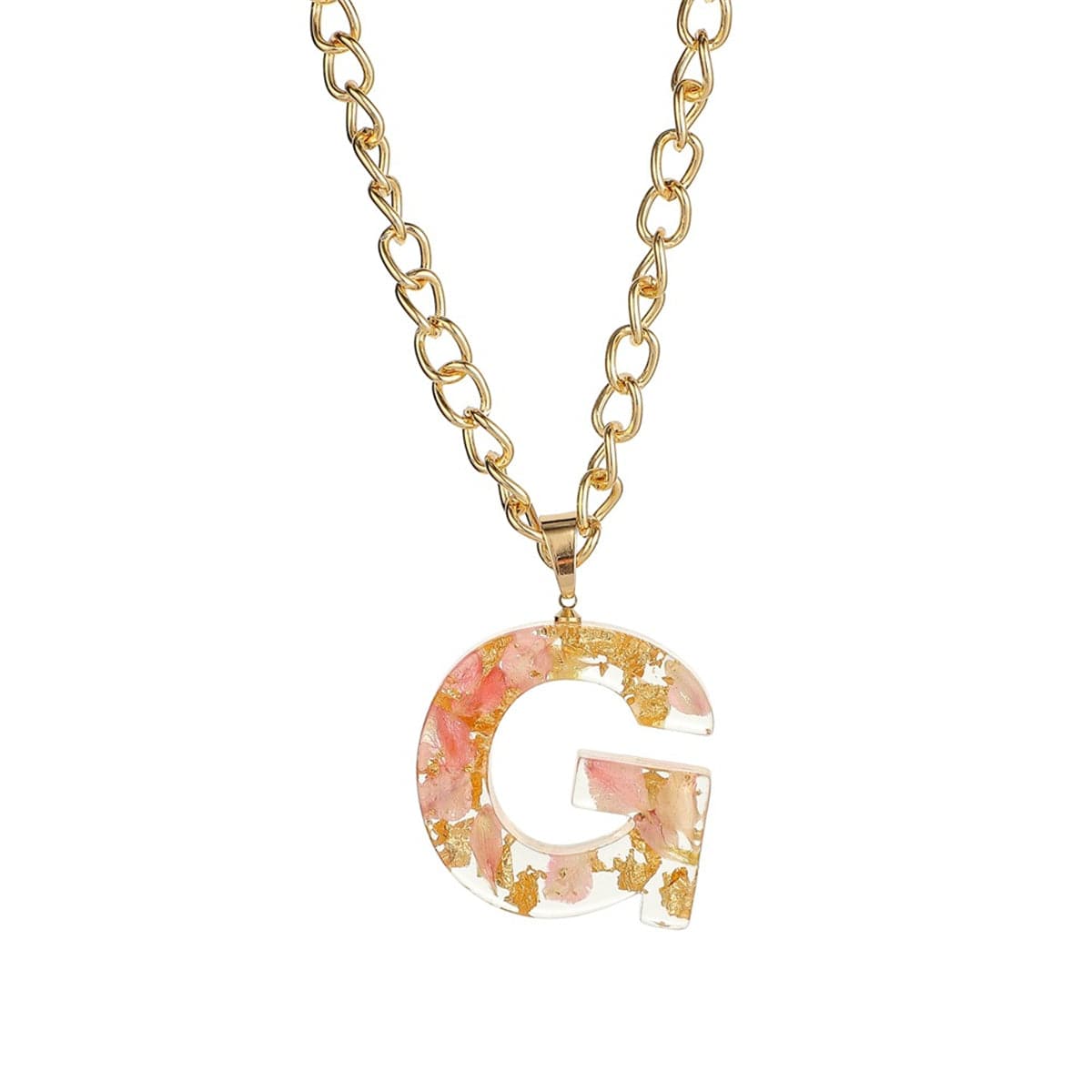 Pink & 18K Gold-Plated Floral Alphabet G Pendant Necklace