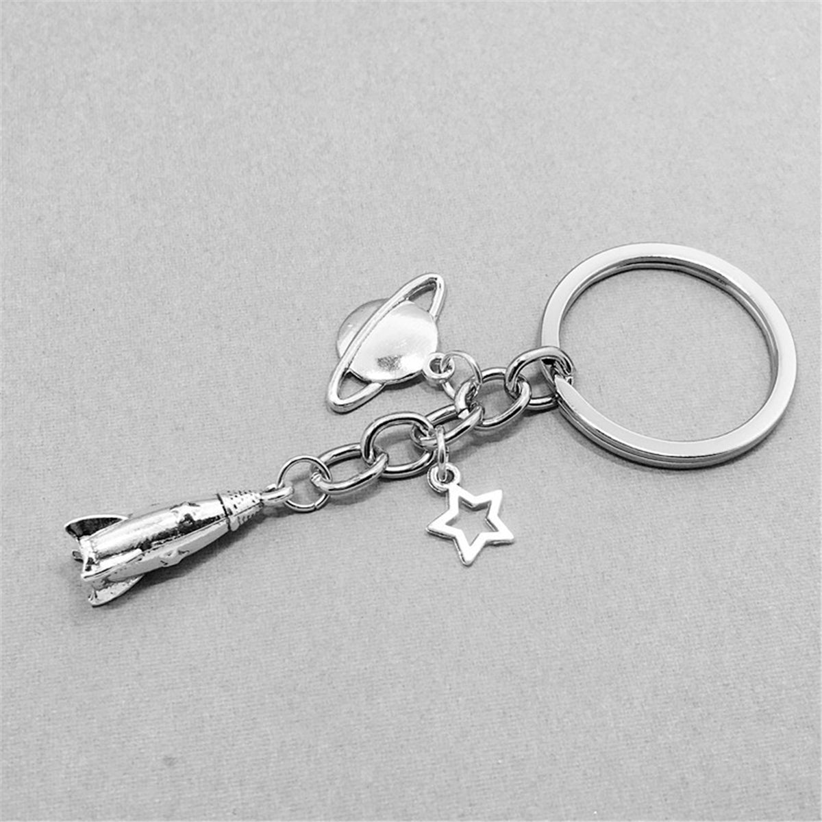 Silver-Plated Rocket Key Chain
