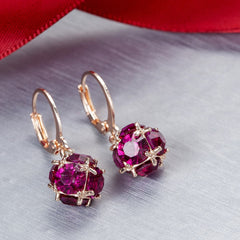 Rose Crystal & 18K Rose Gold-Plated Drop Earrings