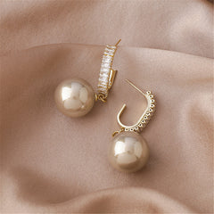 Champagne Pearl & 18K Gold-Plated Drop Earrings
