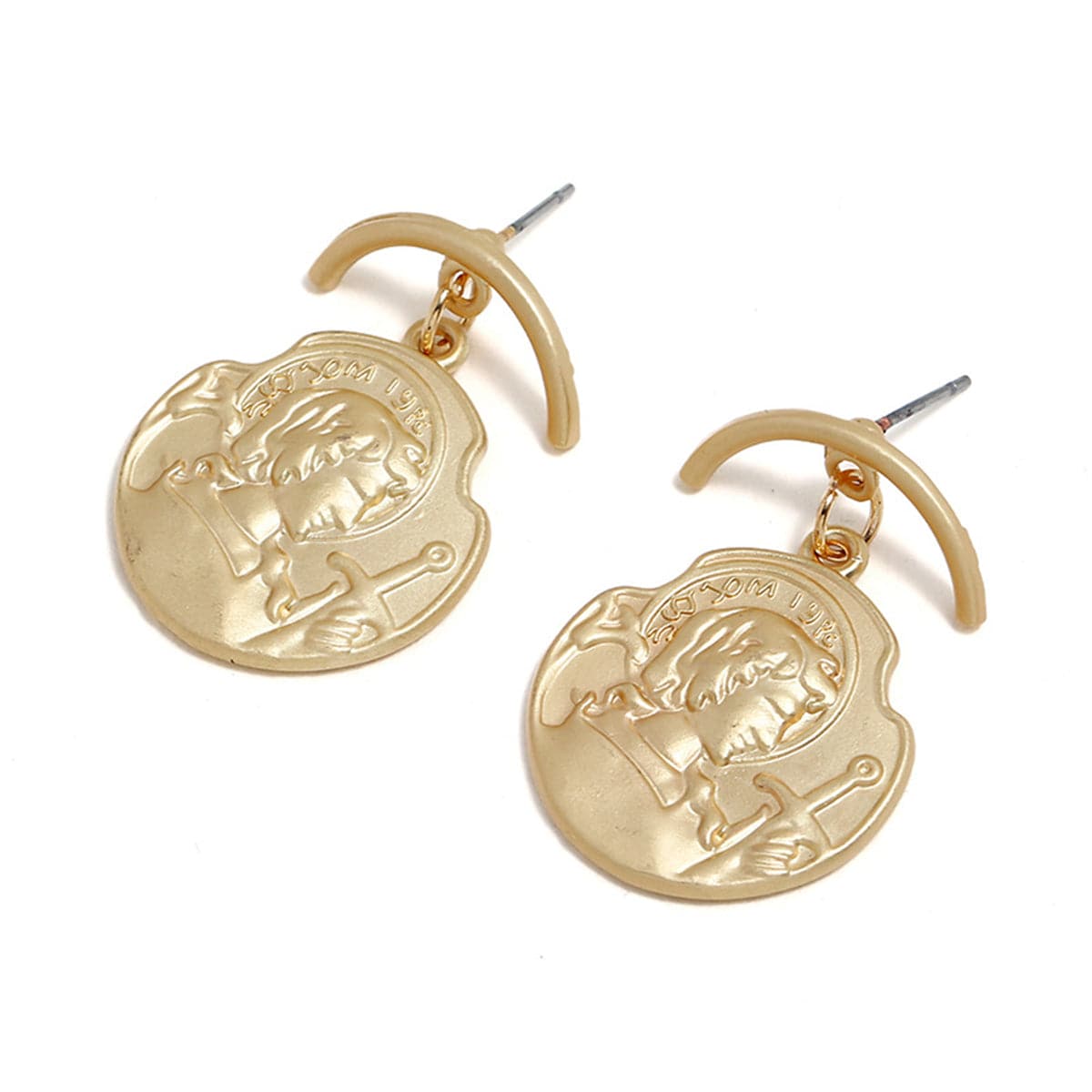 18k Rose Gold-Plated Curved Coin Drop Earrings - streetregion