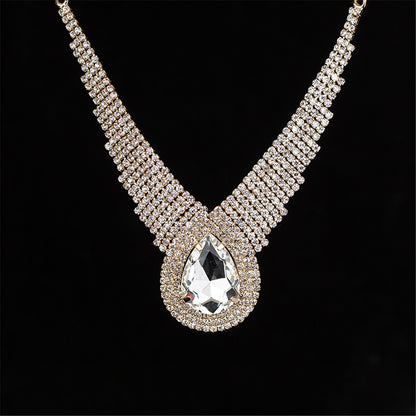 Crystal and Cubic Zirconia Layer Drop Statement Necklace, pendant necklace for women, everyday style, lifestyle look