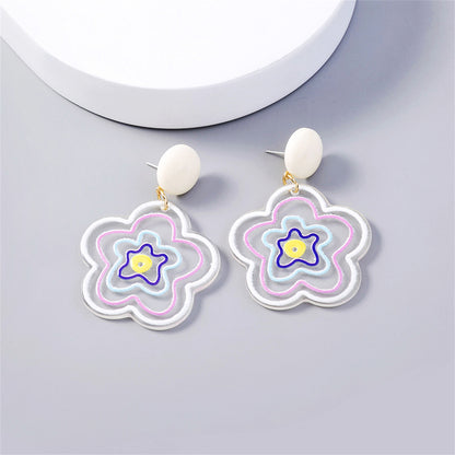 Pink Acrylic and 18K Gold-Plated Floral Drop Earrings, gold drop earrings for women, everyday style, detail close-up
