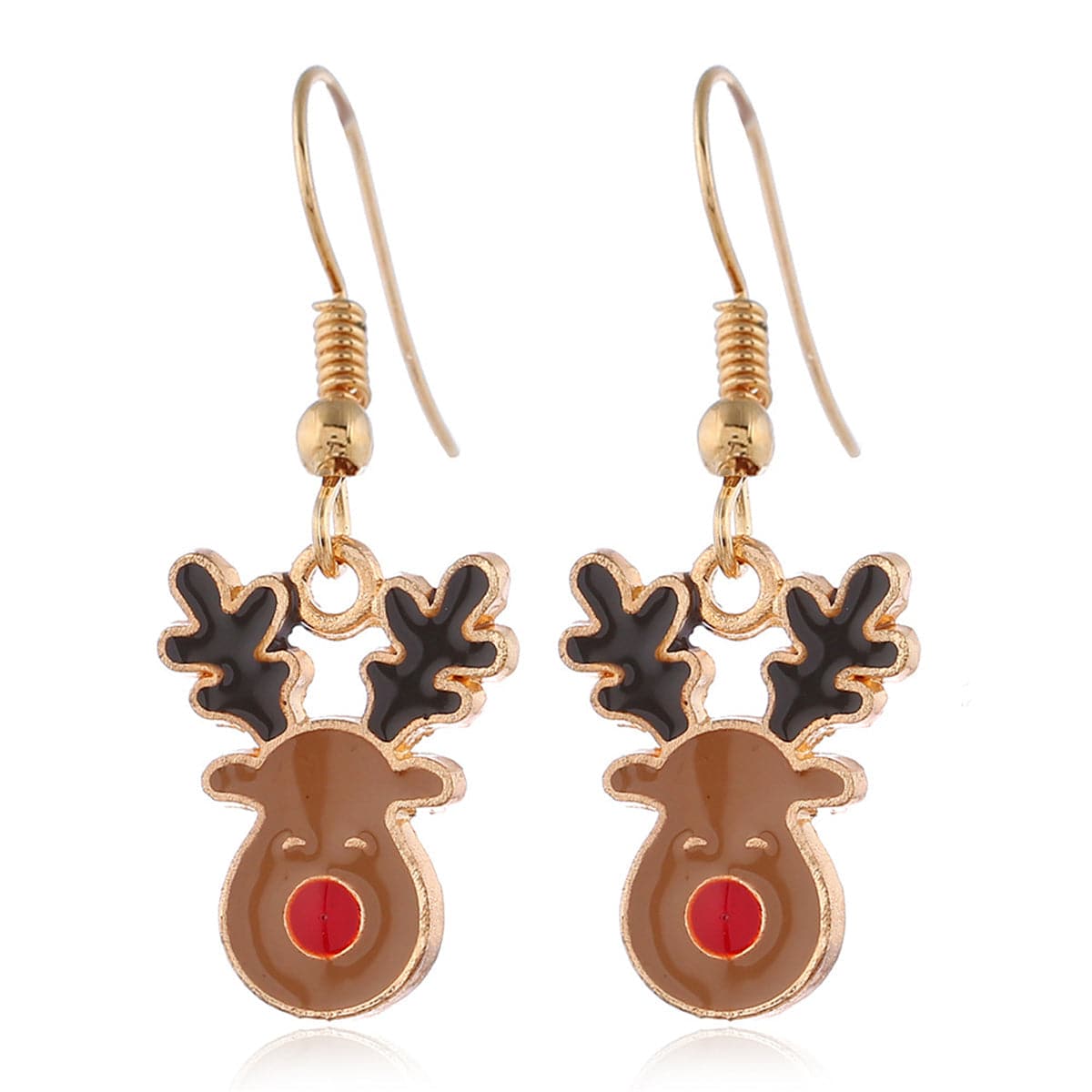 Brown Enamel & 18K Gold-Plated Reindeer Jewelry Set