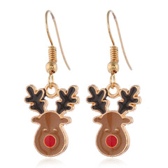 Brown Enamel & 18K Gold-Plated Reindeer Jewelry Set