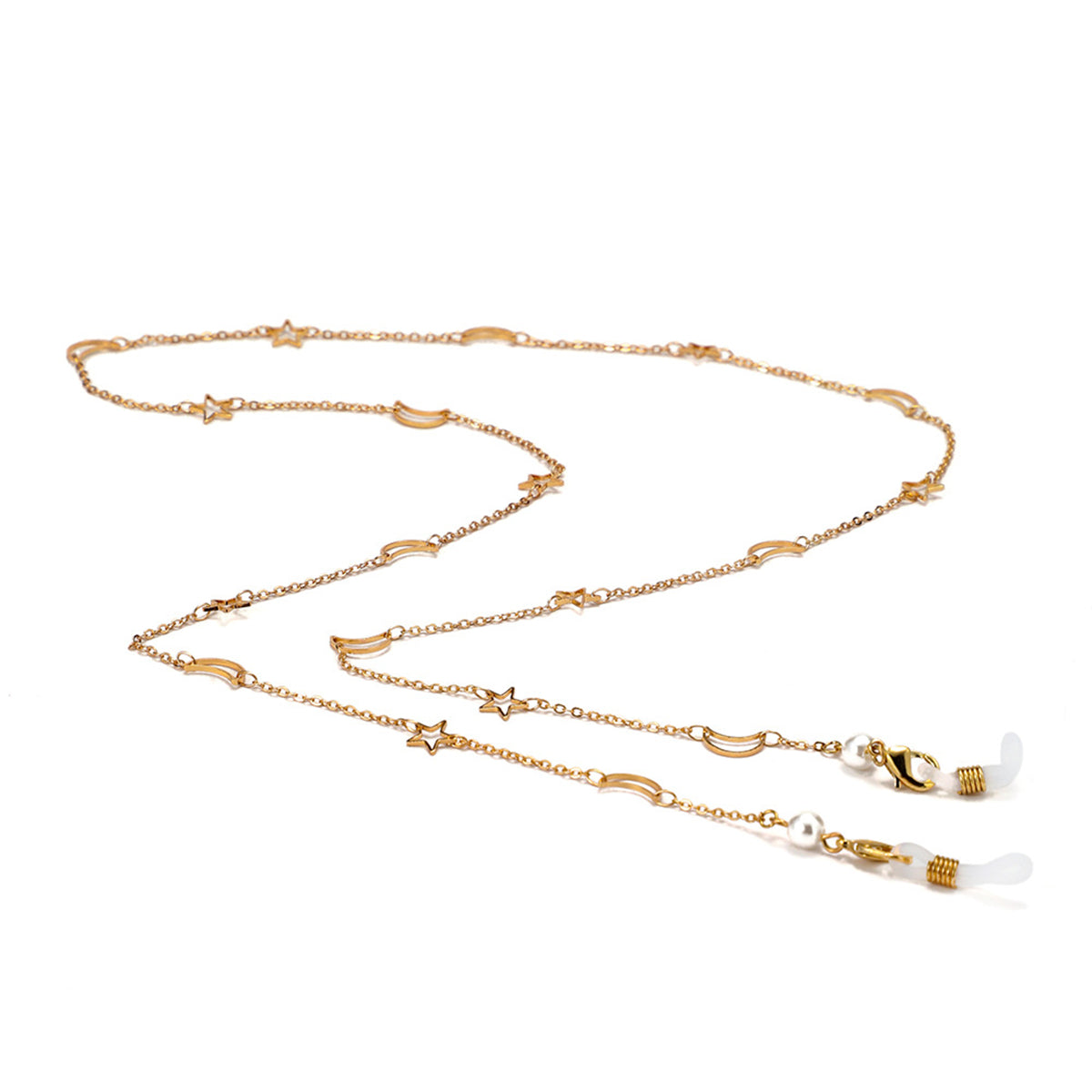 Pearl and 18K Gold-Plated Celestial Station Glasses Chain, elegant gift for her, lifestyle look