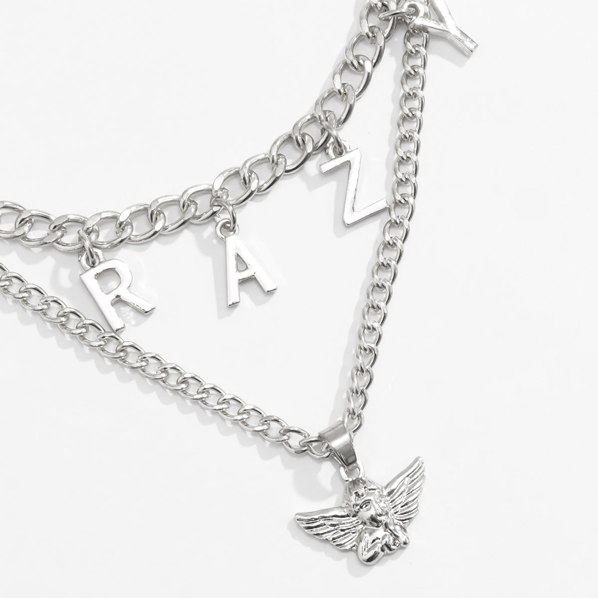 Silver-Plated 'Crazy' Angel Pendant Necklace Set