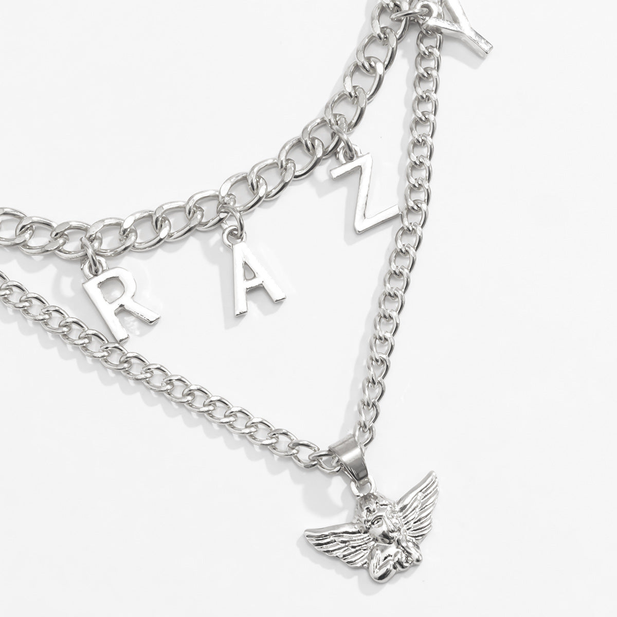 Silver-Plated 'Crazy' Angel Pendant Necklace Set, jewelry gift sets for women, botanical inspired, lifestyle look