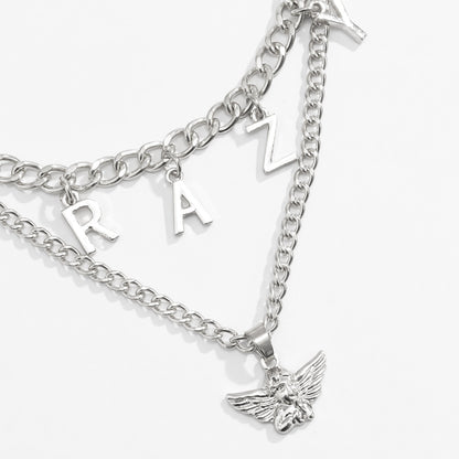 Silver-Plated 'Crazy' Angel Pendant Necklace Set, jewelry gift sets for women, botanical inspired, lifestyle look
