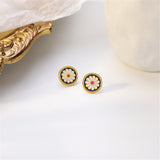 Black Enamel & 18k Gold-Plated Mum Round Stud Earrings