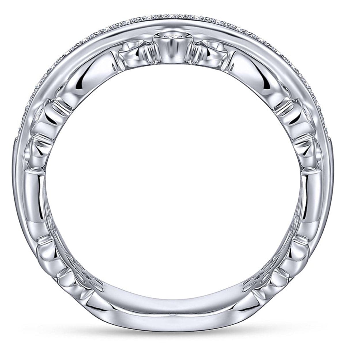 cubic zirconia & Silver-Plated Filigree Channel Band - streetregion