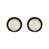 Black Acrylic & Resin Silver-Plated Round Stud Earring