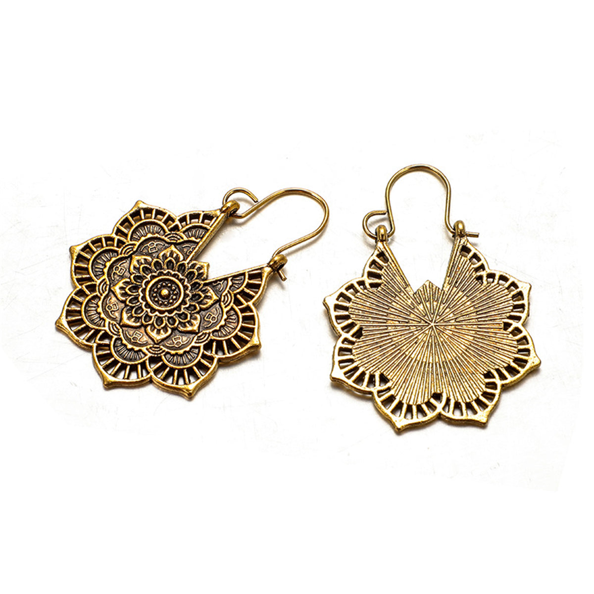 18K Gold-Plated Floral Huggie Earrings, gold huggie earrings, vintage-inspired design, styled look