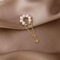 Pearl & 18k Gold-Plated Star Charm Chain Ear Cuff