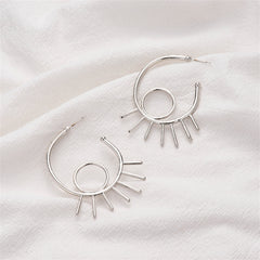 Silver-Plated Open Devil Eye Stud Earrings