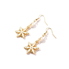 Pearl & Enamel 18K Gold-Plated Snowflake Drop Earrings