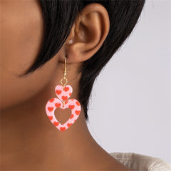 Light Pink Acrylic & 18K Gold-Plated Heart Earrings