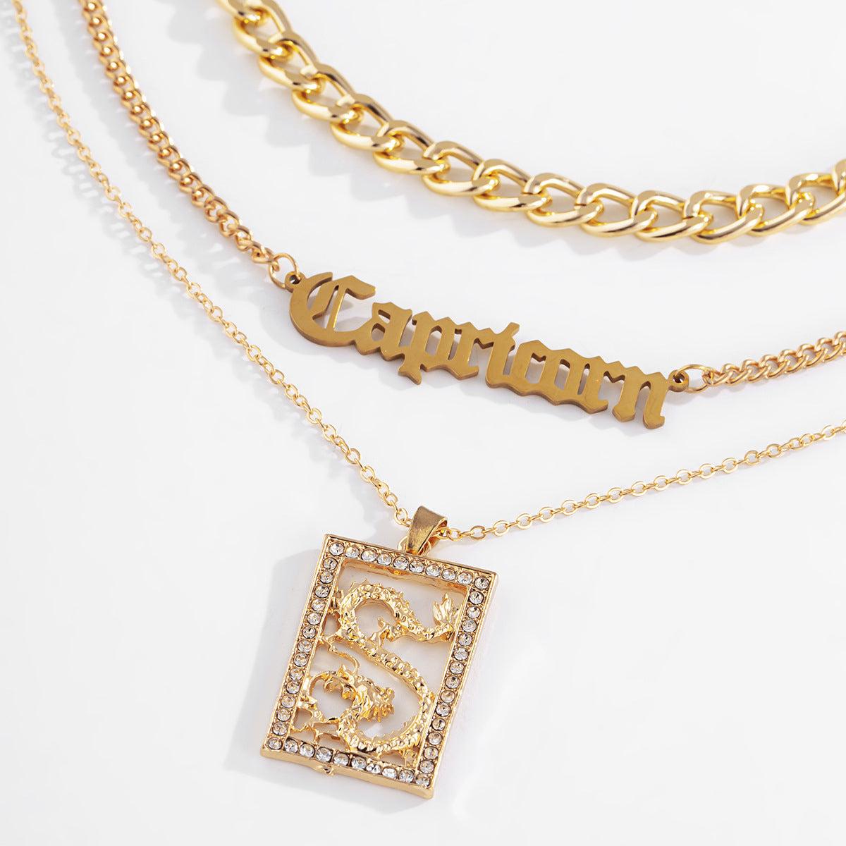 Cubic Zirconia & 18K Gold-Plated 'Capricorn' Pendant Necklace Set
