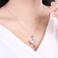 Crystal & Silver-Plated Wineglass Pendant Necklace