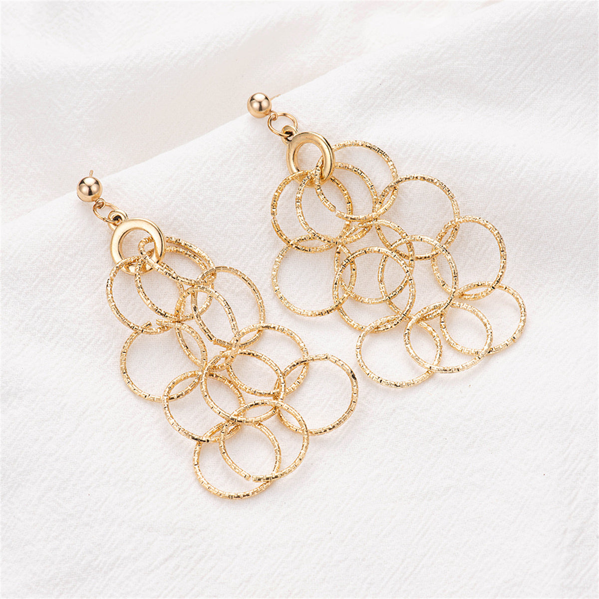 18K Gold-Plated Ring Chain Drop Earrings