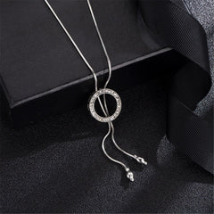 cubic zirconia & Silver-Plated Circle Lariat Necklace - streetregion