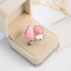 Pink Cateye & Silver-Plated Ring