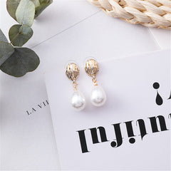 Pearl & 18K Gold-Plated Frosted Dangle Drop Earrings