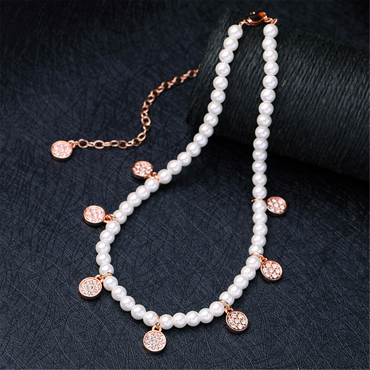 Cubic Zirconia & Pearl Station Necklace