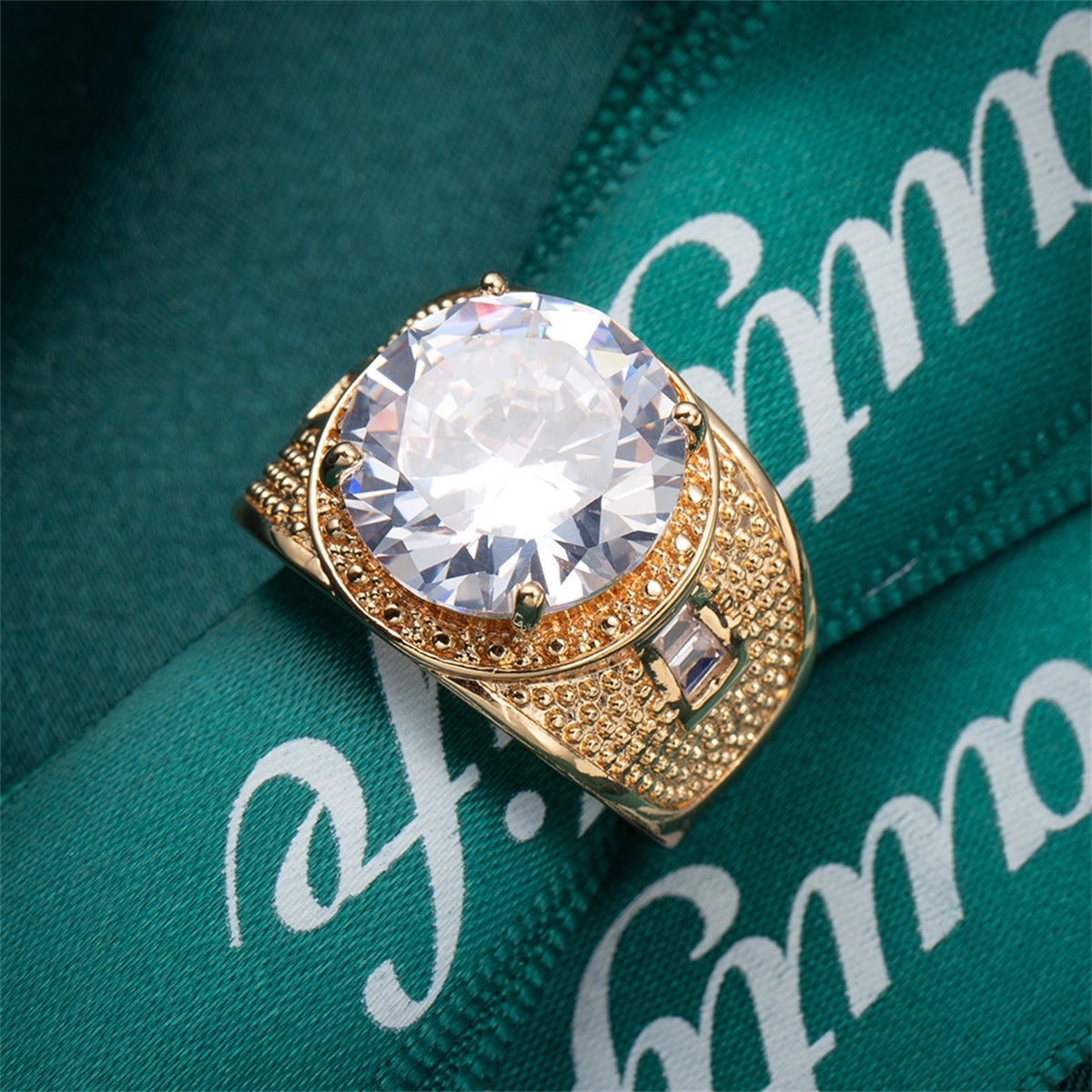 Crystal and 18K Gold-Plated Wide Ring, gold statement rings for women, everyday style, lifestyle look