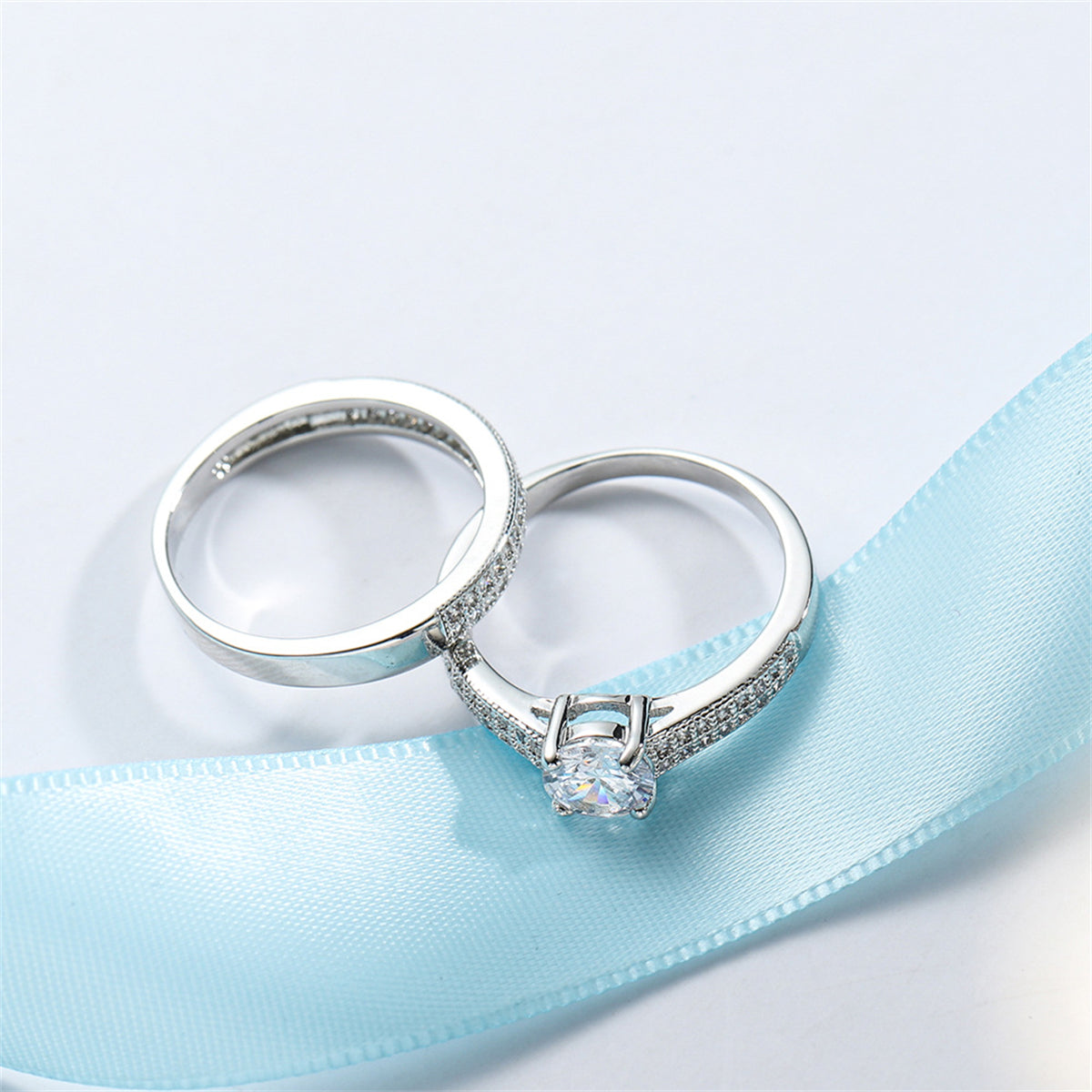 Crystal & Cubic Zirconia Pavé Stacking Ring Set