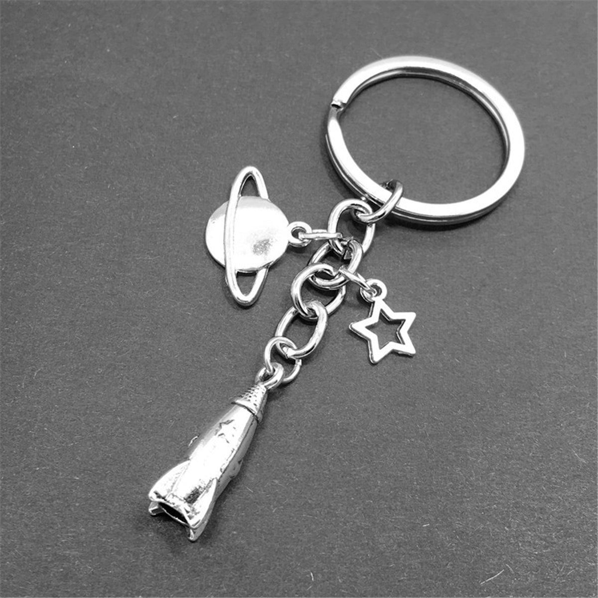 Silver-Plated Rocket Key Chain