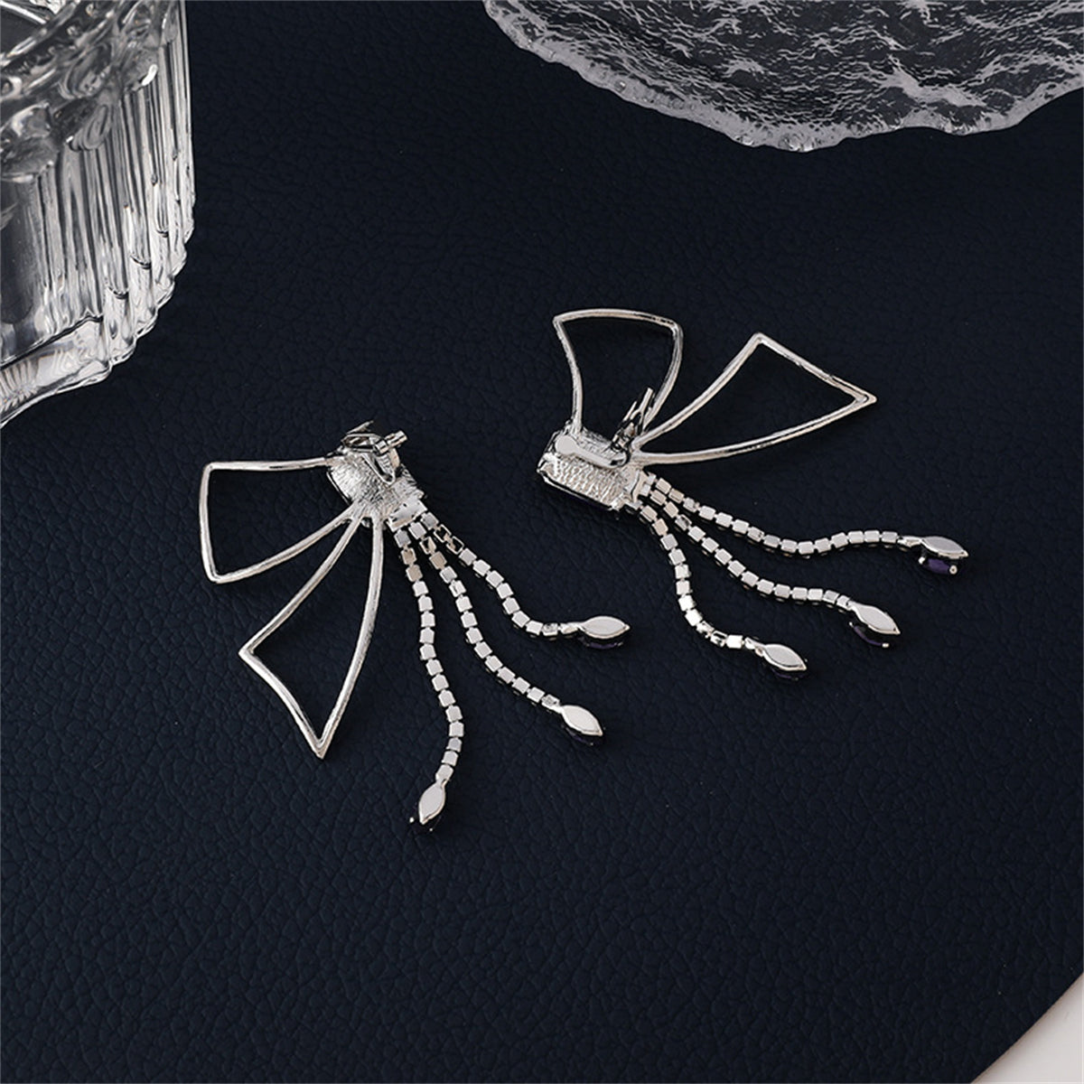 Crystal & Cubic Zirconia Tassel Abstract Butterfly Drop Earrings